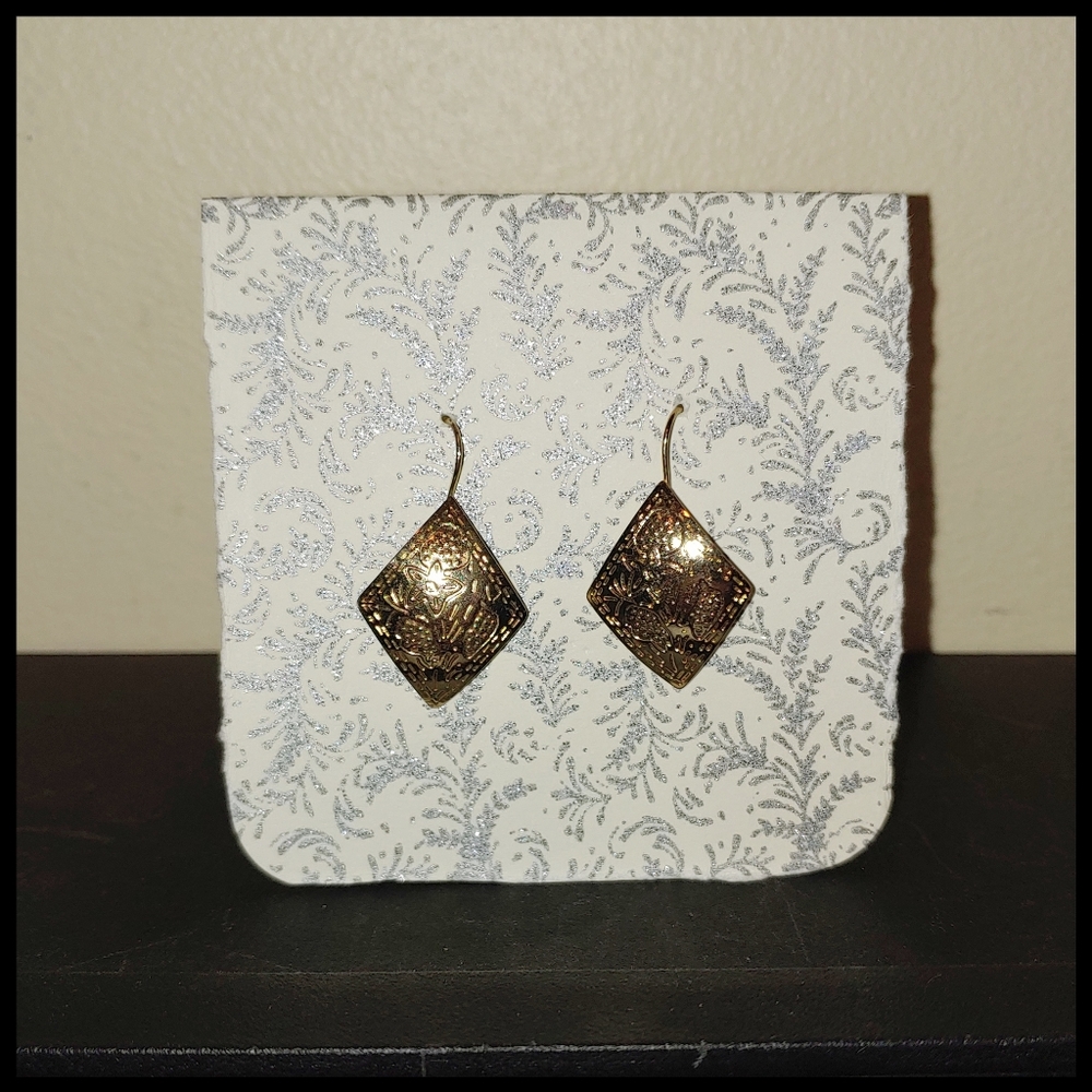 Lightweight Embossed Gold Tone Earrings